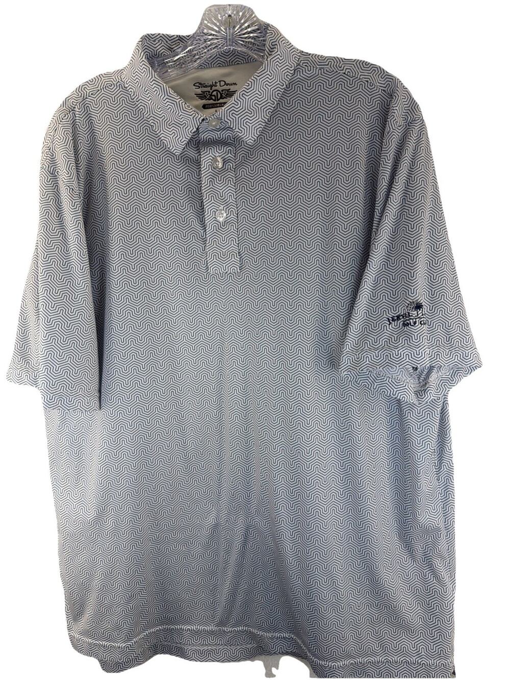 STRAIGHT DOWN Mens Golf Polo Shirt L Short Sleeve All Over Print Jekyll Island